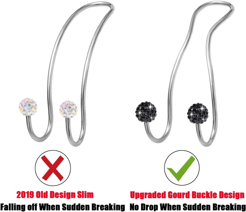 MTGOCHA Bling Purse Hook for Car Headrest, Upgraded Cute Car Seat Hooks for Bag Handbag, Durable Stainless Auto Purse Hanger Holder 2 Pack, Black - Image 4